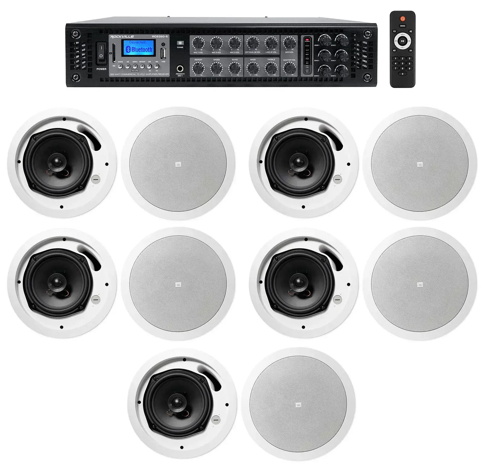 Потолочная акустика JBL CONTROL 16C/T White с усилителем (10 штук)