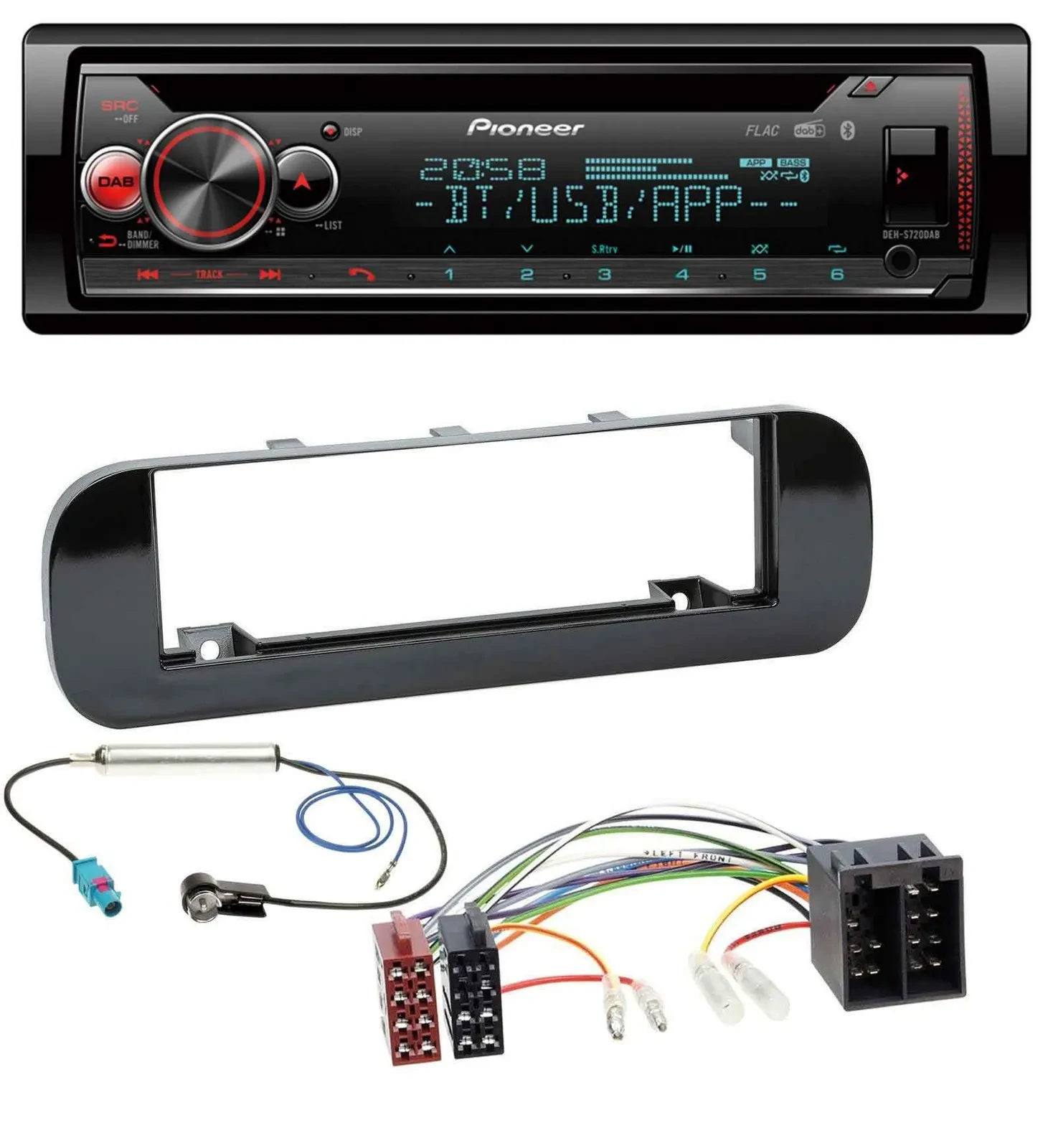 Pioneer MP3 DAB CD Bluetooth USB Autoradio für Fiat Panda (ab 2012) - glänzend