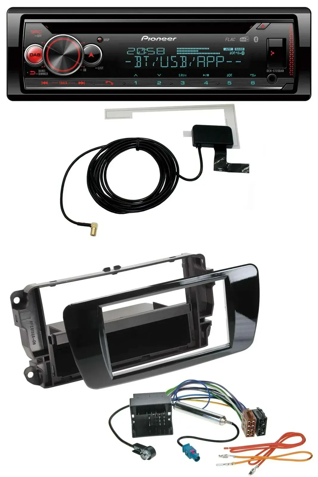 Автомагнитола Pioneer DAB, CD/MP3, USB, Bluetooth для Seat Ibiza (с 2008), черный глянец