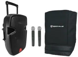 Rockville RAM12BT 12" Rechargeable 600W DJ PA Speaker+Mics/Bluetooth+Slip Cover