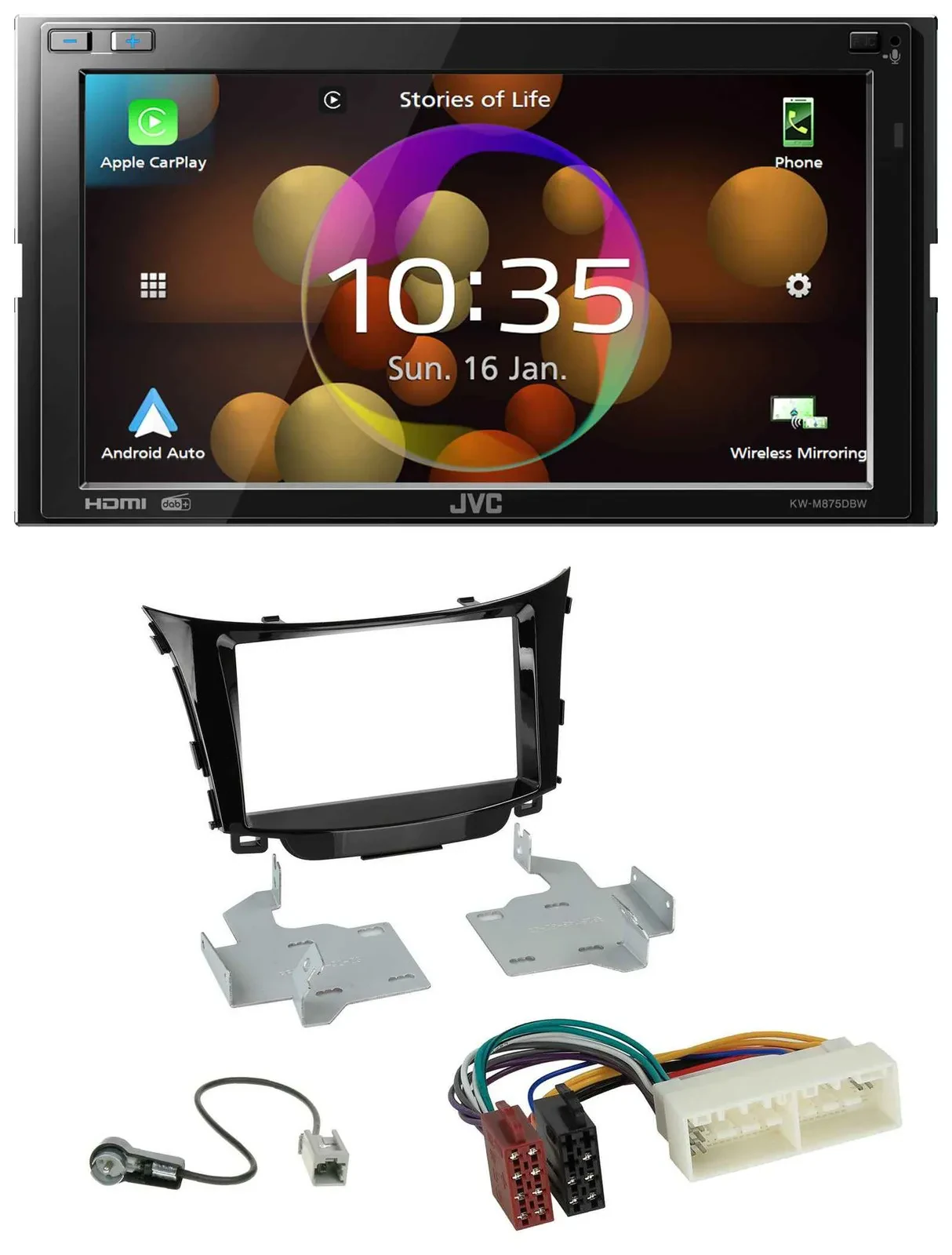 JVC DAB MP3 2DIN Bluetooth USB Autoradio für Hyundai I30 (ab 2017)