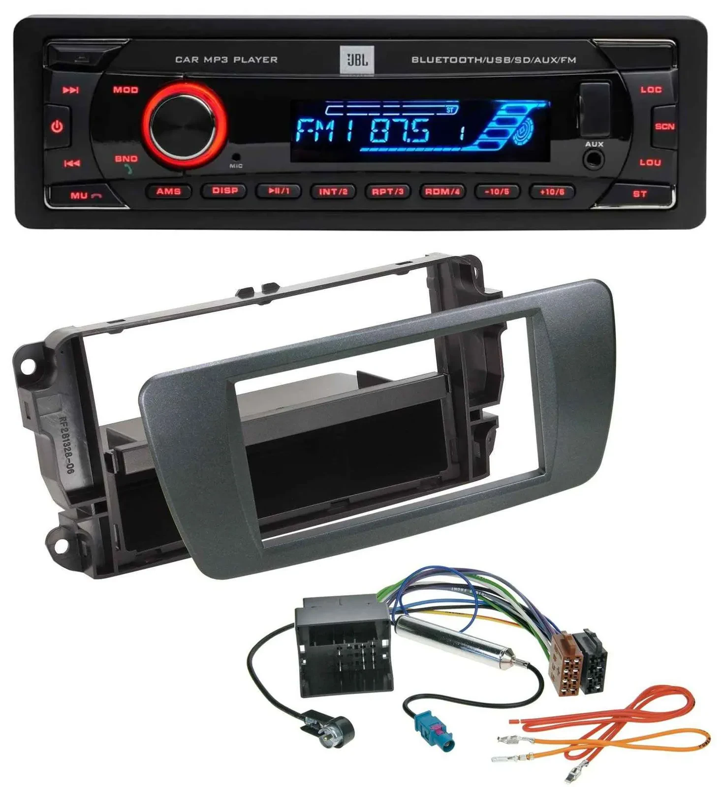 JBL AUX MP3 USB Bluetooth SD Autoradio für Seat Ibiza ab 08 azabacheschwarz
