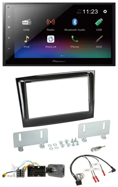Pioneer USB Bluetooth DAB 2DIN Lenkrad Autoradio für Fiat Doblo ab 15 piano schw
