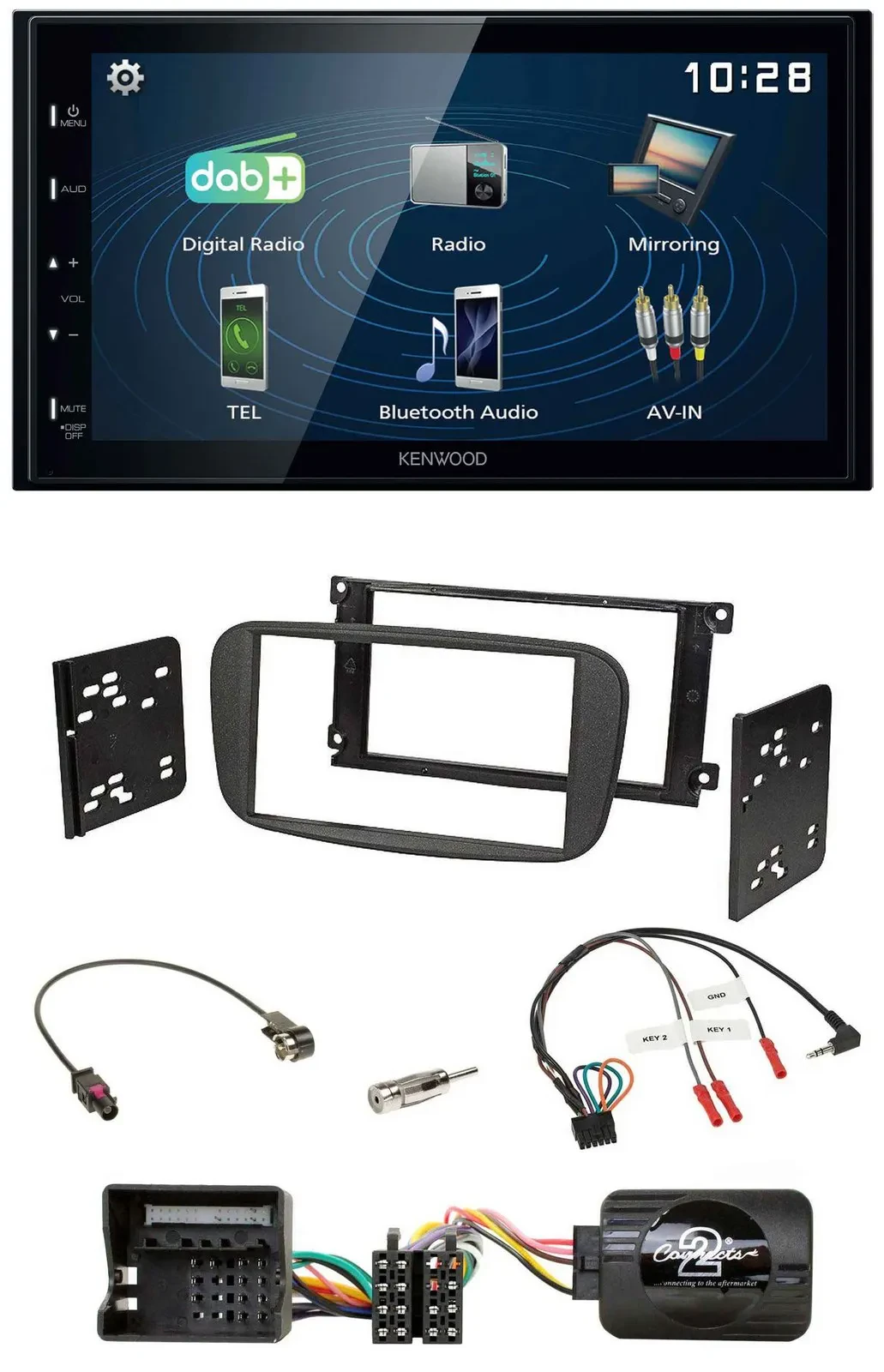 Kenwood 2DIN Bluetooth Lenkrad USB DAB Autoradio für Ford S-Max Mondeo 2007-2014