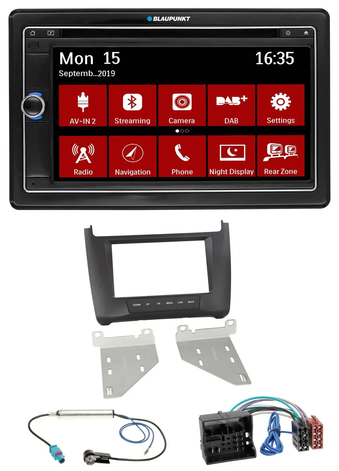 Blaupunkt Bluetooth DAB 2DIN USB DVD MP3 Autoradio für VW Polo (ab 14) schwarz