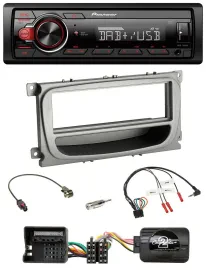 Автомагнитола для Ford C-Max/Focus/Galaxy (с 2007) Pioneer 1DIN DAB, USB, управление с руля, серебристая