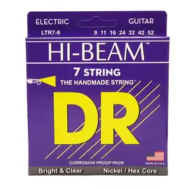 Струны для 7-струнной электрогитары DR Strings LTR7-9 Hi-Beam 9-52