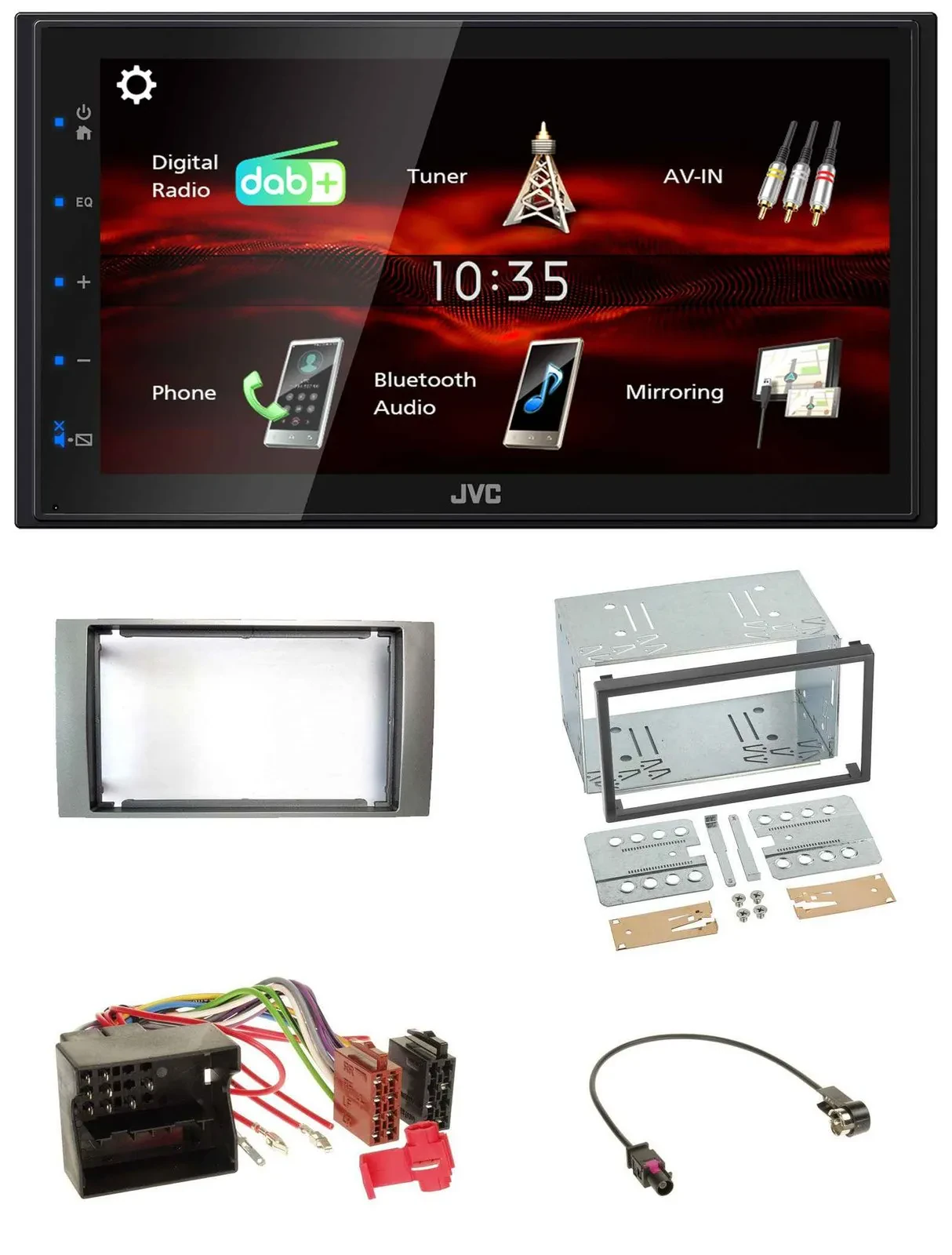 JVC USB Bluetooth MP3 DAB 2DIN Autoradio für Ford Kuga Fusion Transit 05-12 silb
