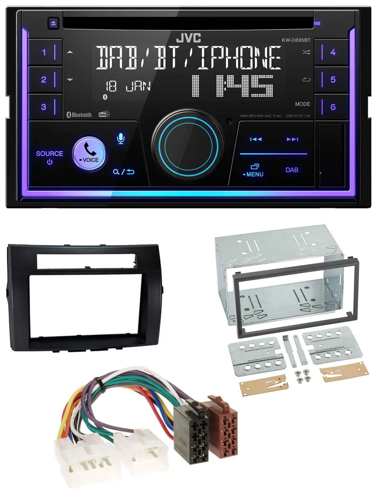 JVC MP3 USB 2DIN DAB Bluetooth CD Autoradio für Toyota Corolla 04-09 Verso schwa