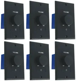 6 Rockville VOL70200 Black 200w 70v Wall Volume Controls Zone Controller Boxes