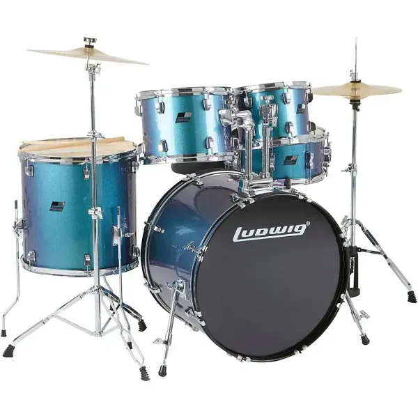 Ludwig BackBeat Complete 5-Piece Drum Set With Hardware and Cymbals Pacific Mist