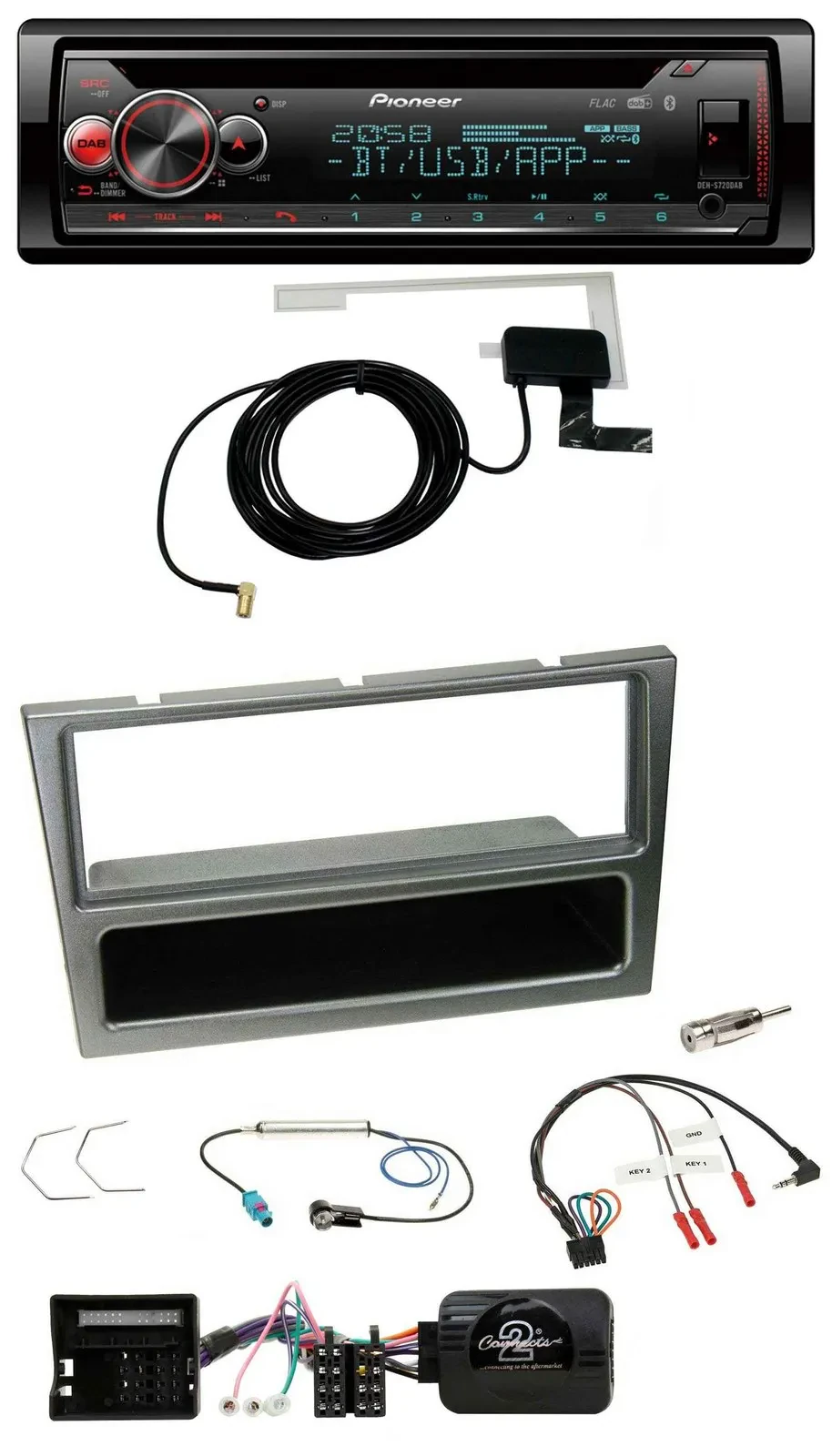 Автомагнитола Pioneer DAB CD USB Bluetooth для Opel Corsa C (2004–2006), алюминий