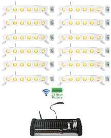 (12) Rockville BEST STRIP 60 White Light Bars+384 Ch. Wireless DMX Controller