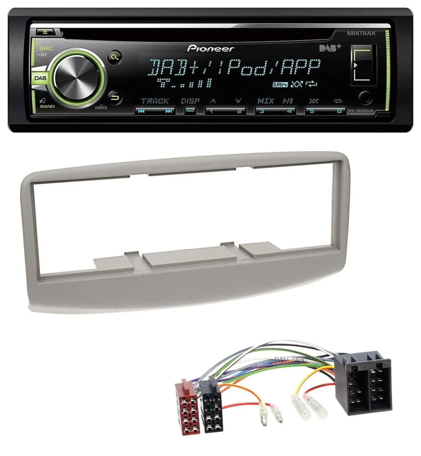 Автомагнитола Pioneer DAB, USB, MP3, AUX, CD для Fiat Multipla (186, 1999–2010), серый