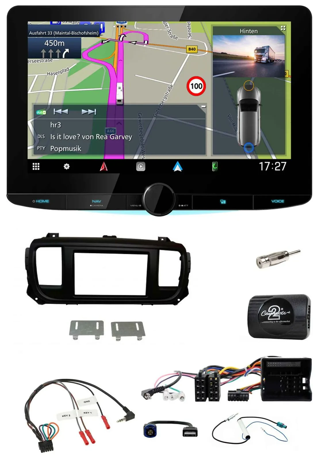 Kenwood Bluetooth DAB TMC 2DIN Lenkrad USB Navigation für Citroen Jumpy Erstauss