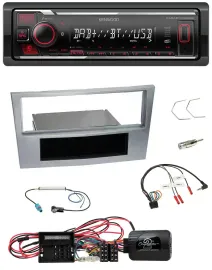 Автомагнитола Kenwood Bluetooth USB DAB для Opel Corsa D (2009–2014), матовый хром, поддержка управления на руле