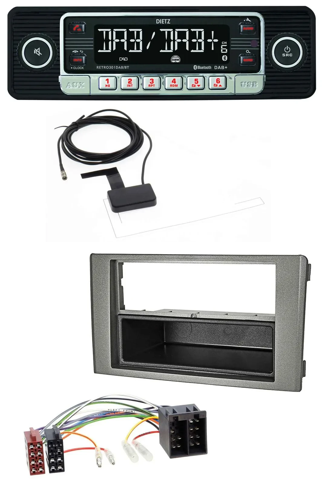 Dietz DAB Bluetooth USB MP3 Autoradio für Iveco Daily (06-14) dunkelgrau