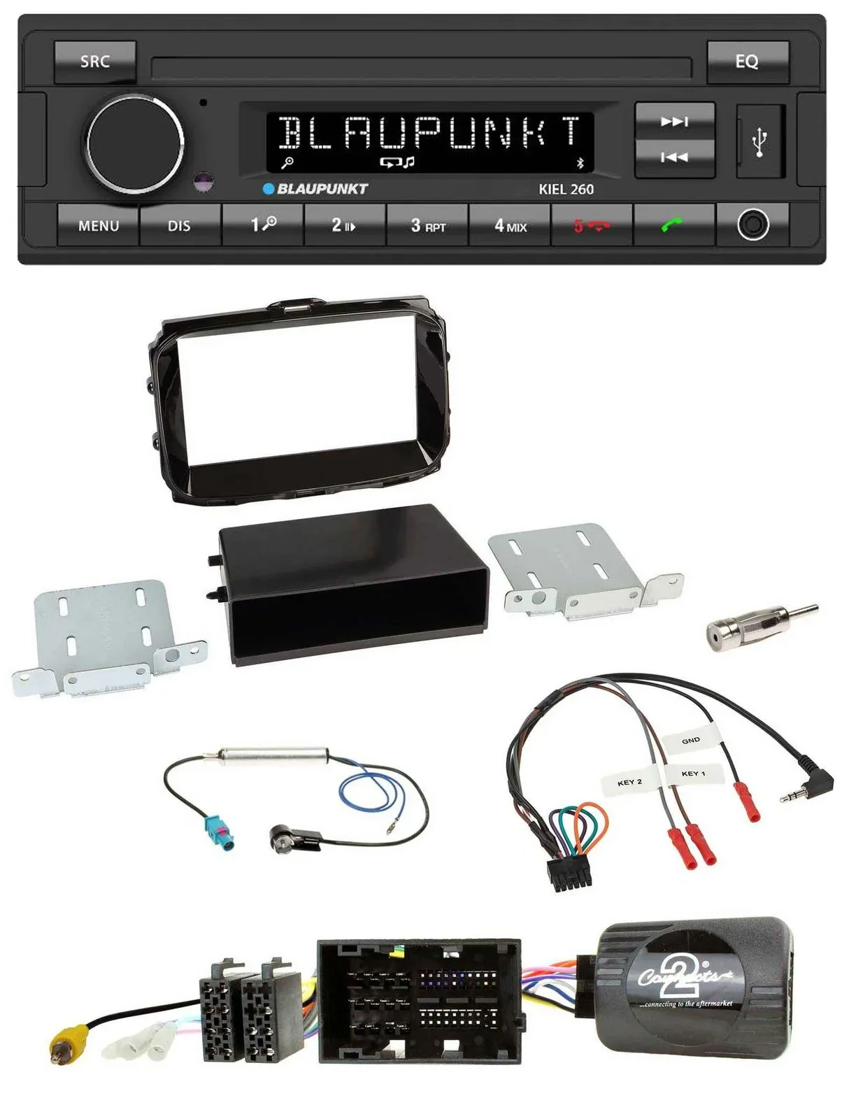 Автомагнитола для Alfa Romeo Giulietta 2013–2021 Blaupunkt USB, DAB, Bluetooth, с поддержкой кнопок на руле, цвет чёрный (piano black)