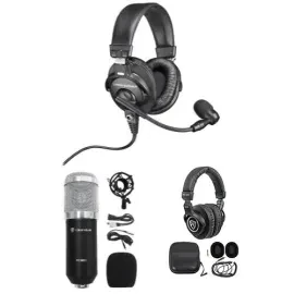Audio Technica BPHS1 Over-Ear Broadcast Headset w/boom+Studio Mic+Headphones