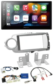 Автомагнитола Pioneer DAB Bluetooth 2-DIN USB для Toyota Yaris 2011–2014, серебристая, поддержка управления на руле