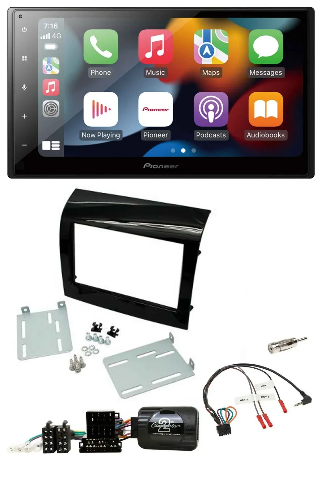 Автомагнитола Pioneer 2-DIN, DAB, Bluetooth, USB, для Fiat Ducato 2012–2015, черный глянец