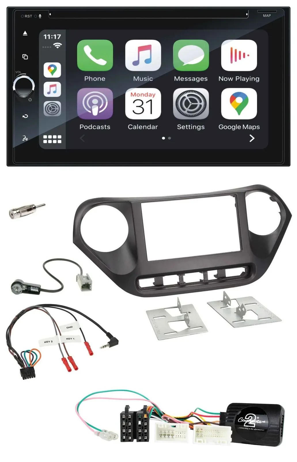 Blaupunkt DAB Lenkrad TMC Bluetooth USB 2DIN Navigation für Hyundai i10 ab 2014