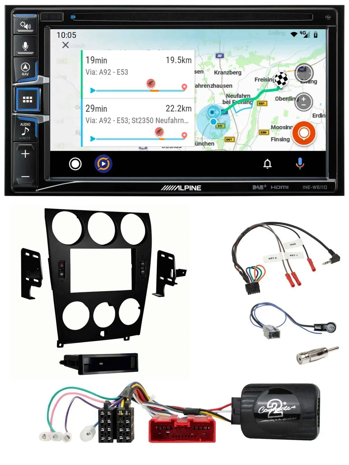Alpine Bluetooth TMC USB DAB 2DIN Lenkrad Navigation für Mazda 6 2006-2008
