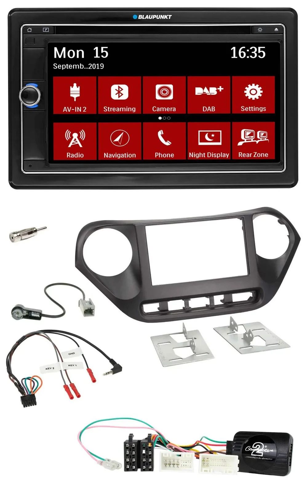Blaupunkt Bluetooth DAB 2DIN USB DVD Lenkrad Autoradio für Hyundai i10 ab 2014