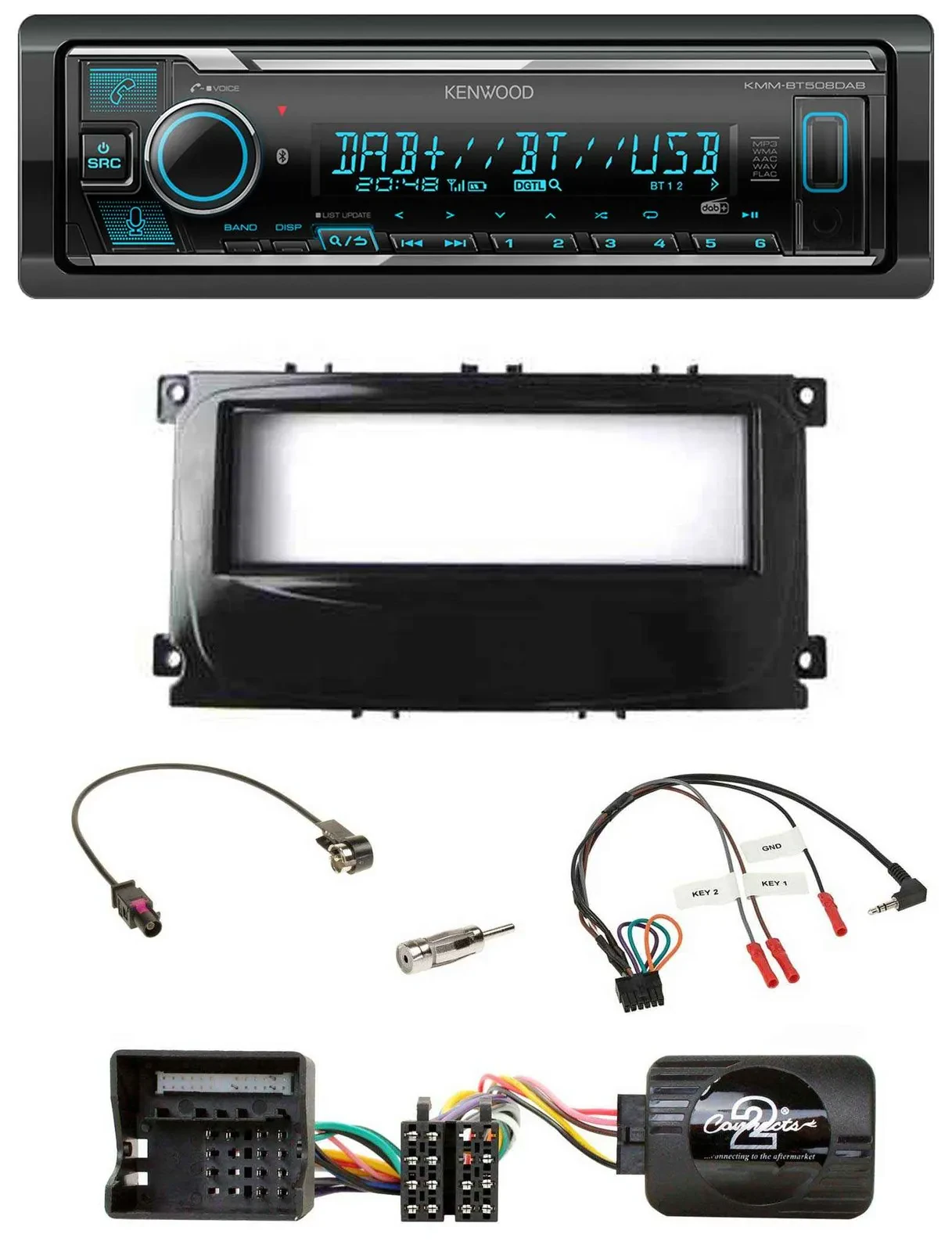 Kenwood Bluetooth Lenkrad DAB USB Autoradio für Ford Mondeo 2007-2014 S-Max pian