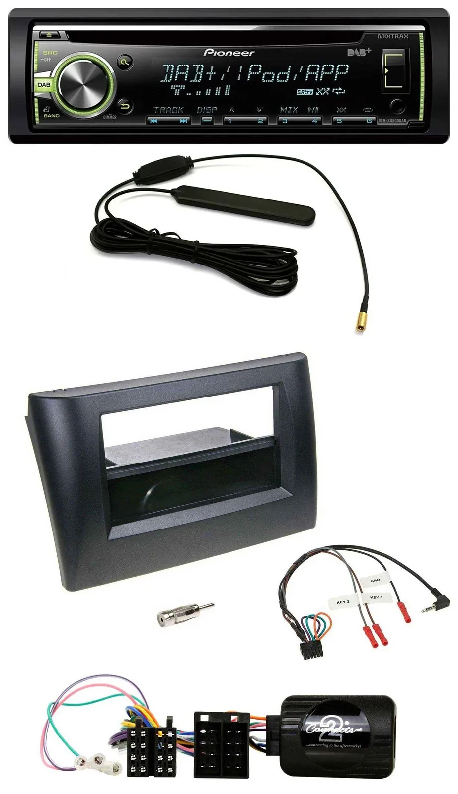 Автомагнитола Pioneer CD/MP3, USB, DAB для Fiat Stilo 2001–2007, черный, с нишей