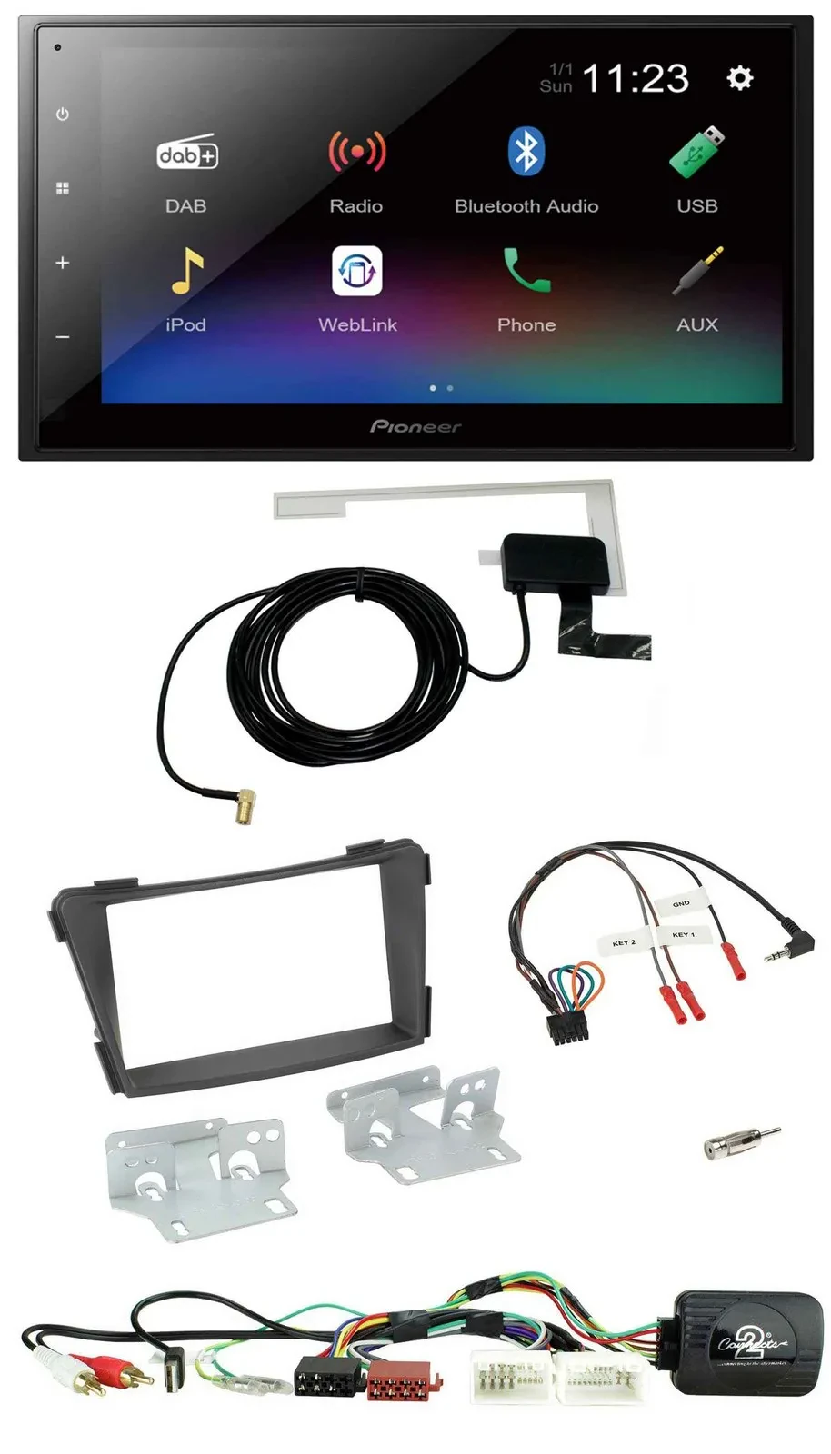 Pioneer DAB Lenkrad Bluetooth 2DIN USB Autoradio für Hyundai i40 11-19 AUX USB s