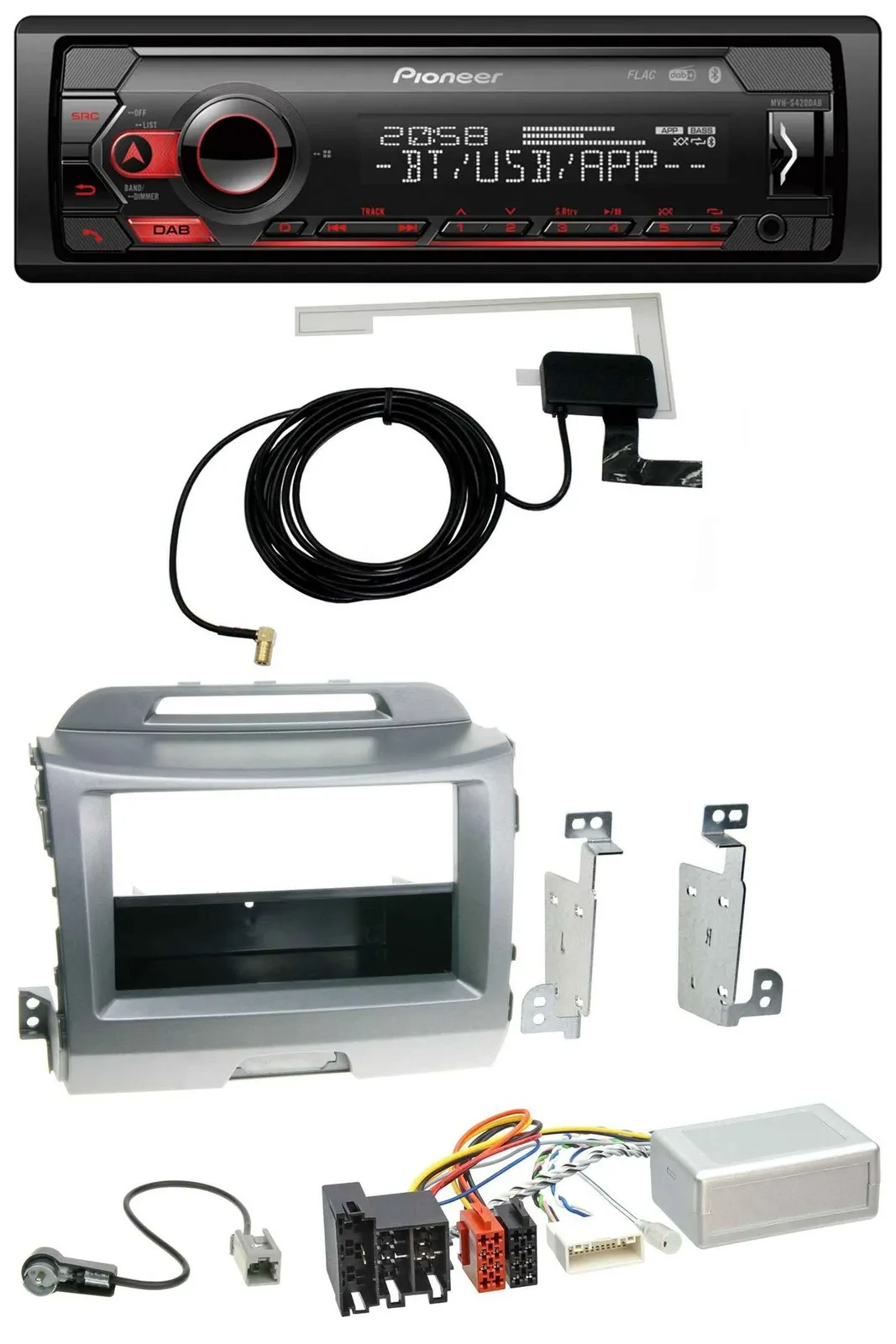 Pioneer DAB USB Lenkrad Bluetooth Autoradio für Kia Sportage 3 10-15 Navi silber