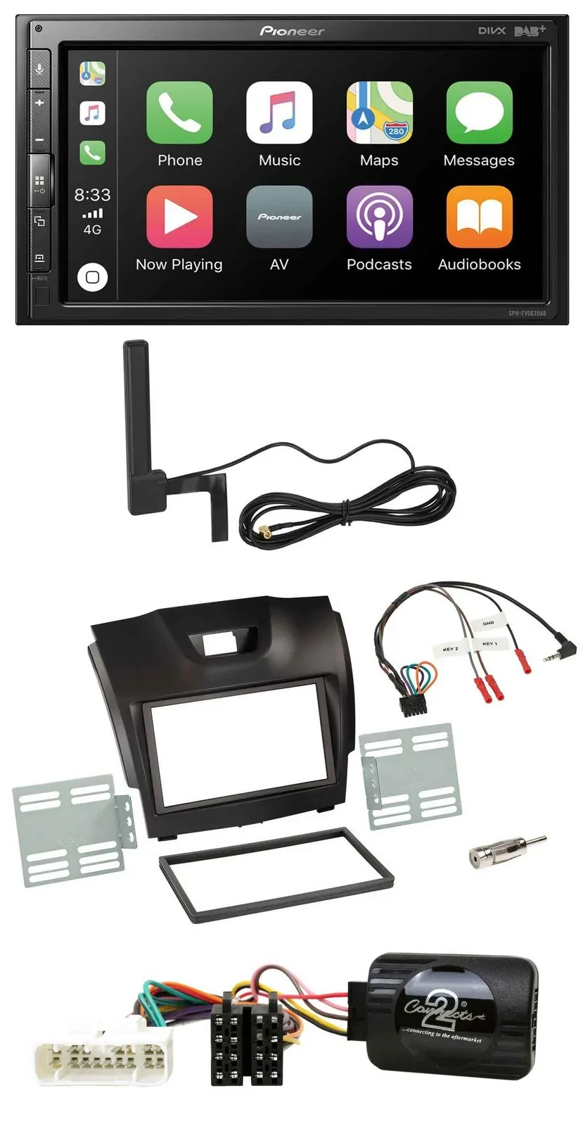 Pioneer USB 2DIN Bluetooth DAB Lenkrad Autoradio für Isuzu D-Max ab 12 dunkelgra