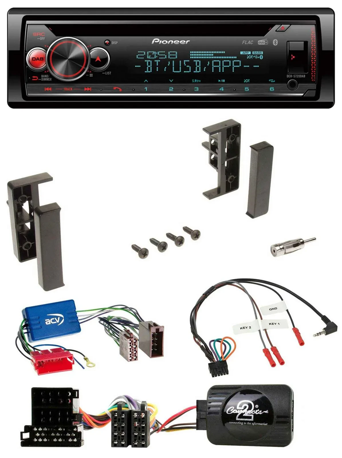 Автомагнитола Pioneer DAB, CD, Bluetooth, USB для Audi A3/A4/A6 (1999–2000), поддержка управления с руля, совместима с активной аудиосистемой
