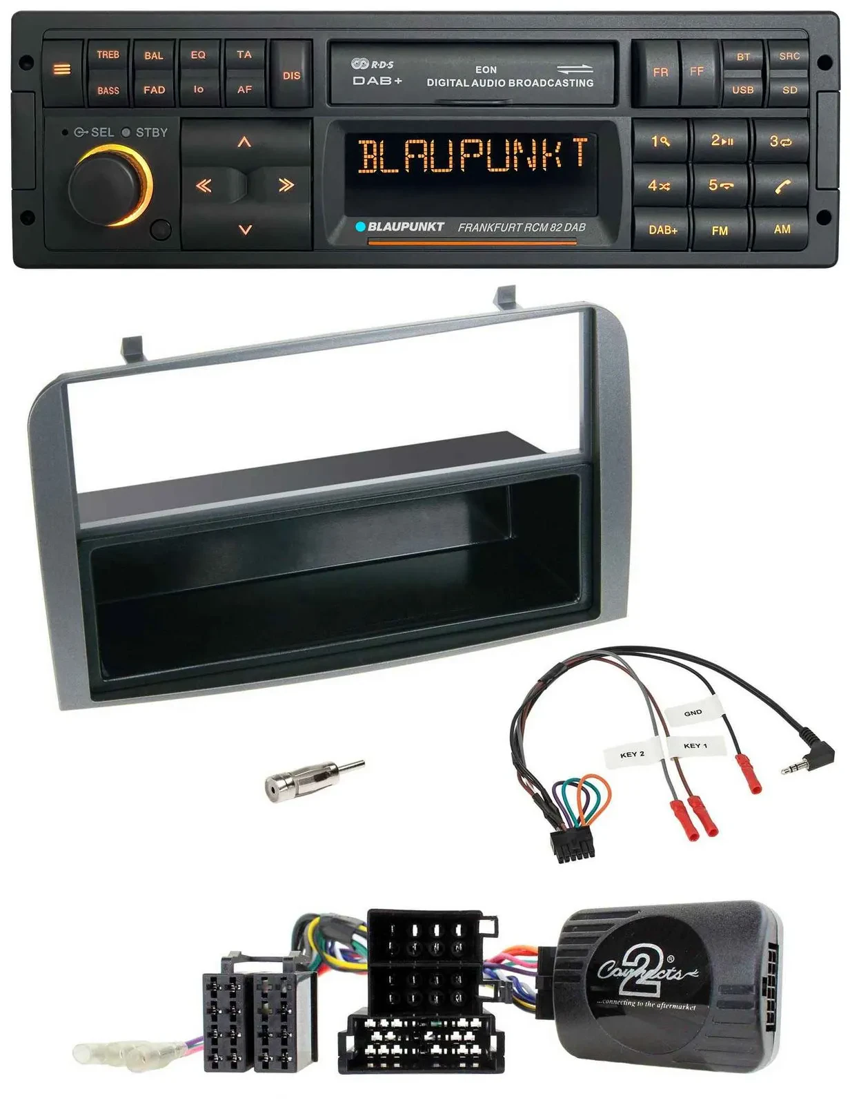 Blaupunkt USB DAB SD Lenkrad Bluetooth Autoradio für Alfa 147 GT 07-10 anthrazit