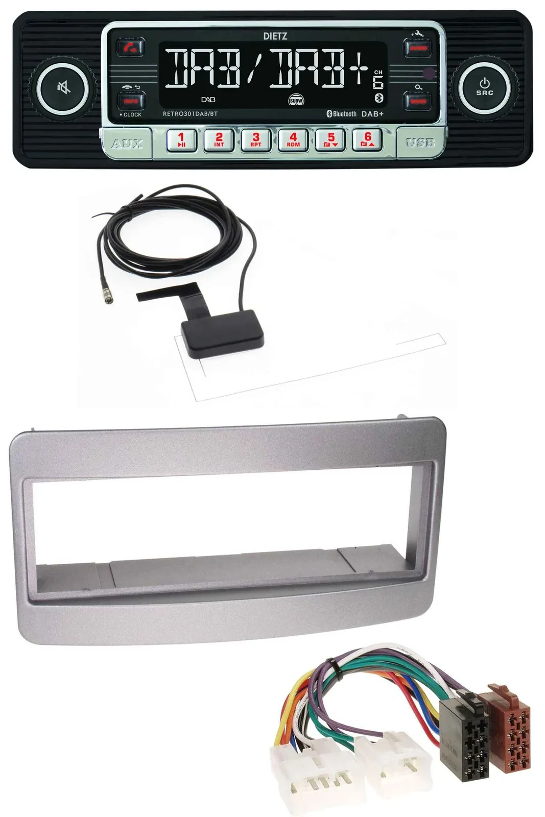 Dietz DAB Bluetooth USB MP3 Autoradio für Toyota Celica MR2 dunkelsilber