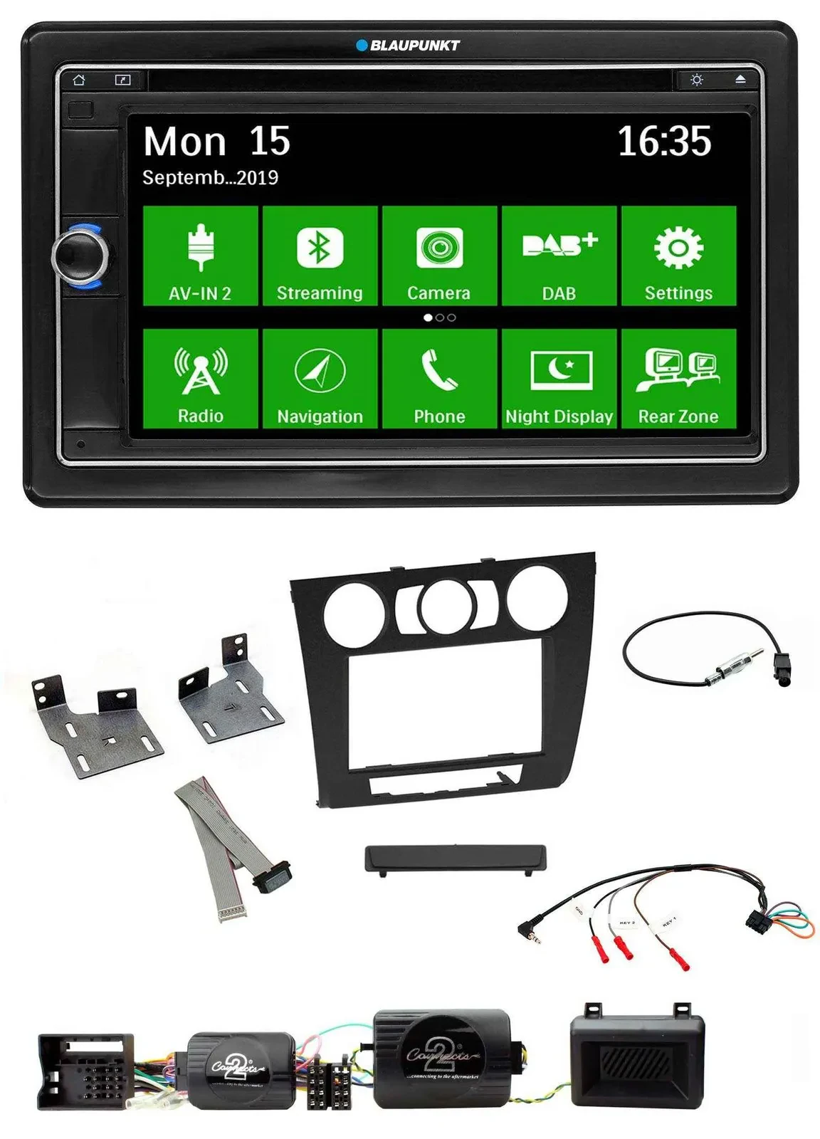 Blaupunkt Bluetooth 2DIN Lenkrad DAB USB TMC Navigation für BMW 1er PDC man. Kli