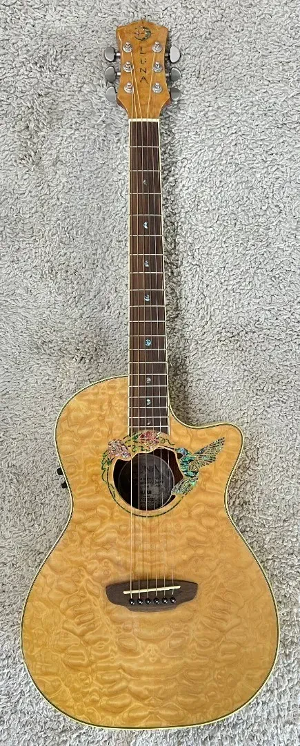 Luna Fauna Hummingbird Parlor Size Natural Finish Acoustic/Electric Guitar