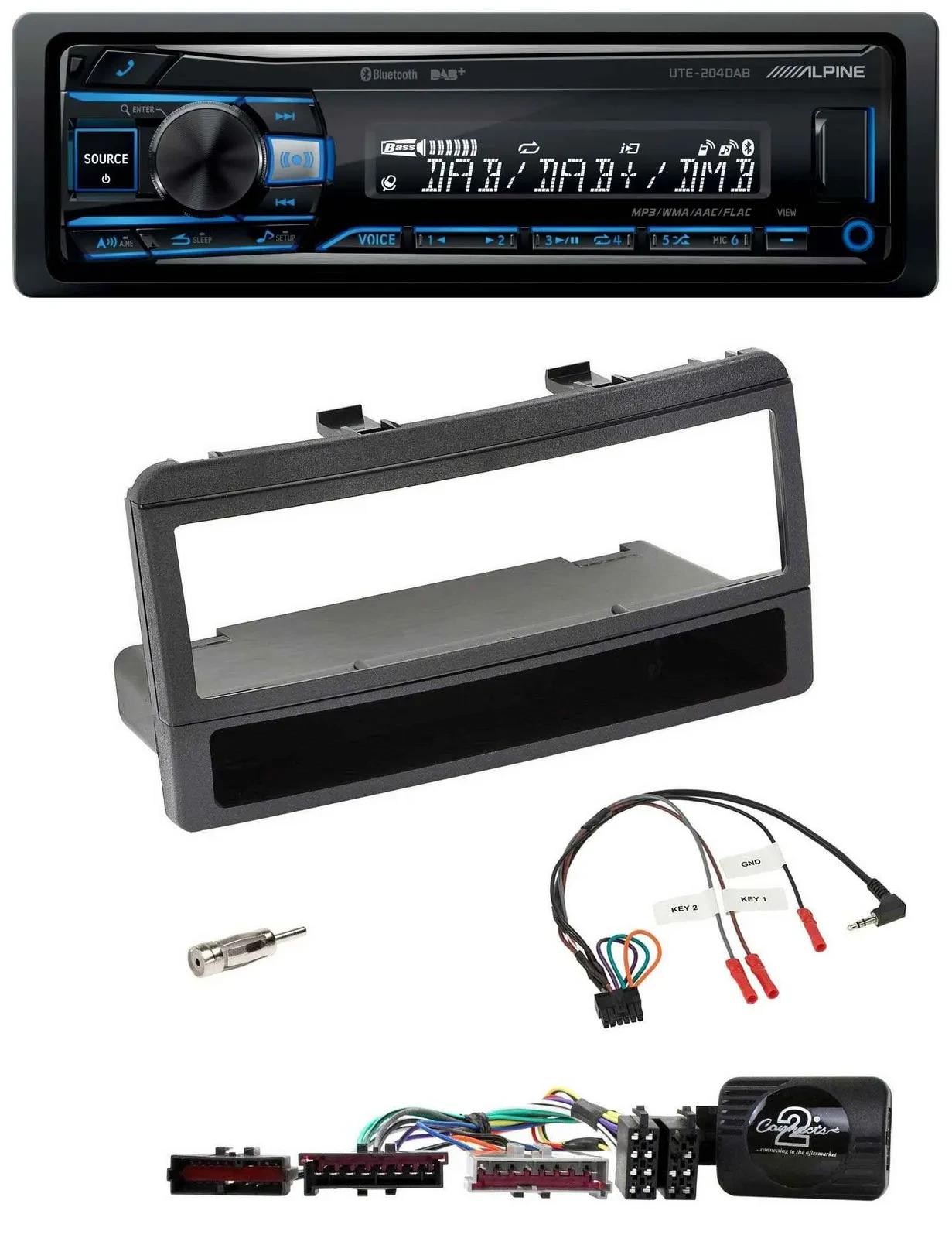 Alpine USB Bluetooth DAB Lenkrad Autoradio für Ford Focus Escort Fiesta schwarz
