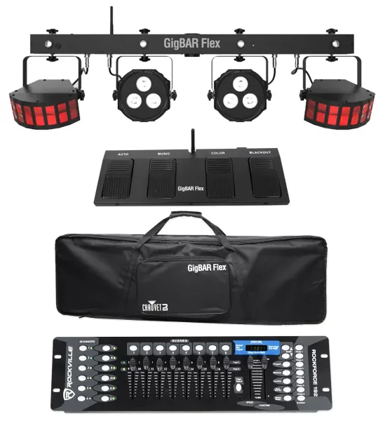 Chauvet DJ GigBAR Flex Lighting System w/Derby+Par Lights+Footswitch+Controller