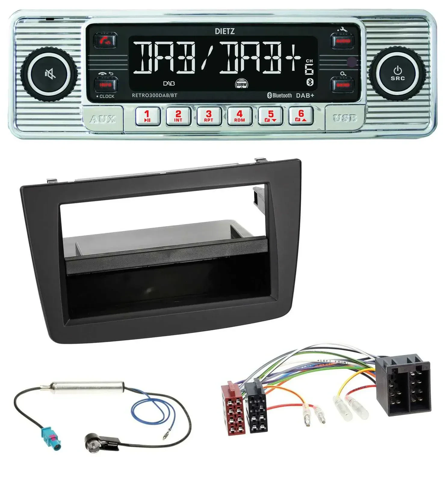 Автомагнитола Dietz Bluetooth MP3 DAB USB для Alfa Romeo Mito 955 (2008–2014), ISO, чёрная