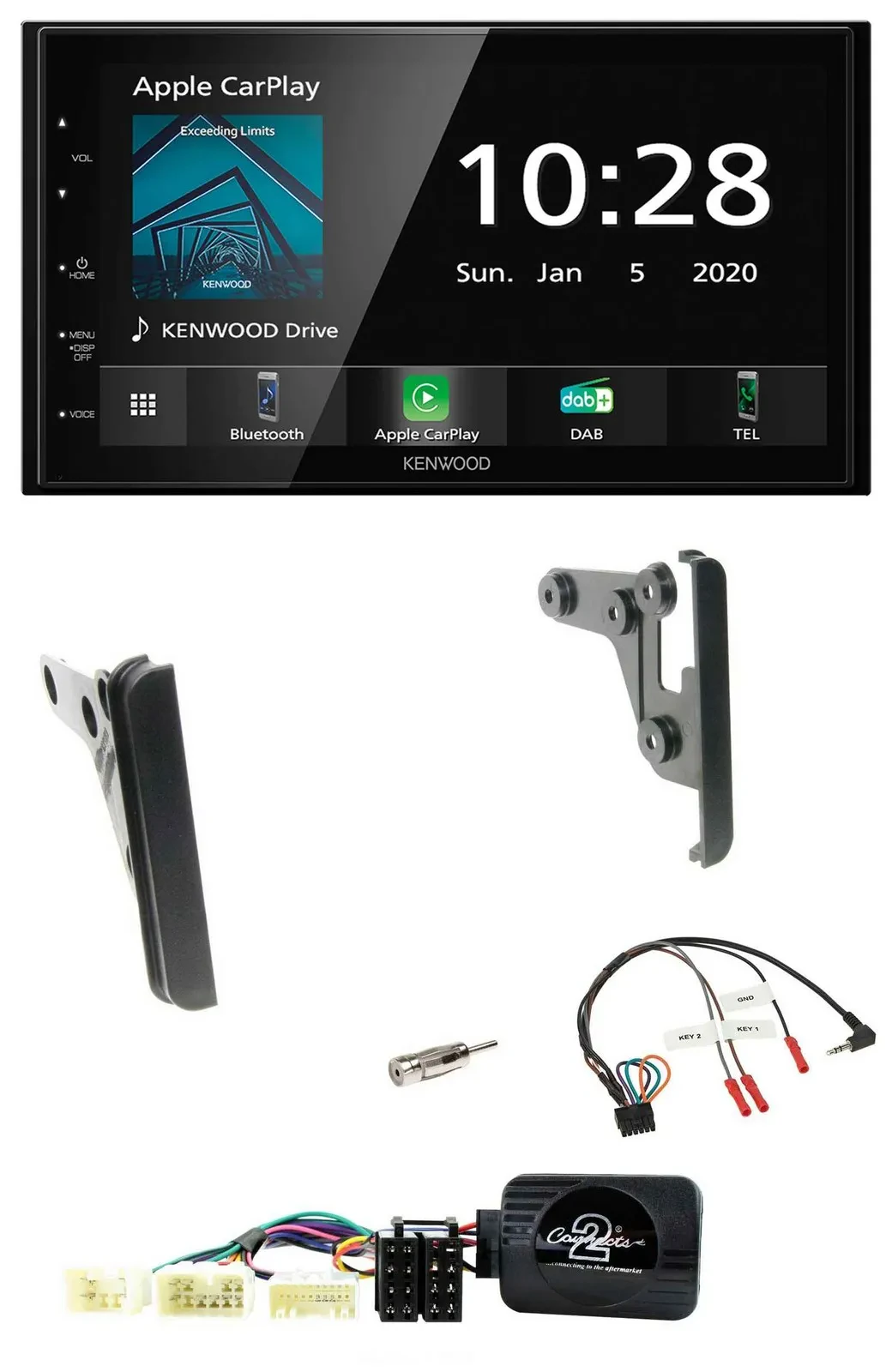 Kenwood Bluetooth Lenkrad DAB USB 2DIN Autoradio für Toyota RAV 4 2001-2005
