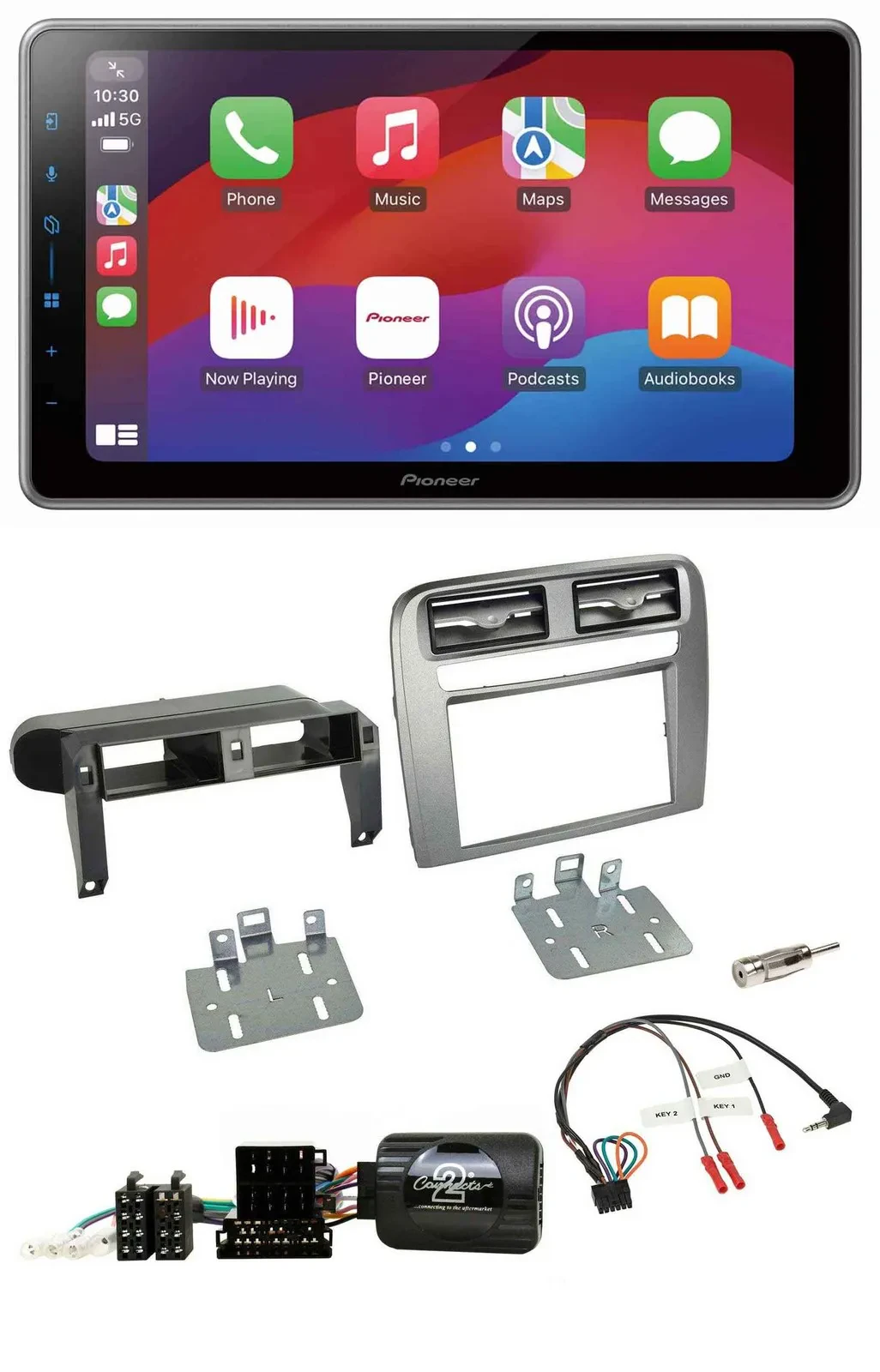 Pioneer Lenkrad USB DAB Bluetooth 2DIN Autoradio für Fiat Grande Punto anthrazit