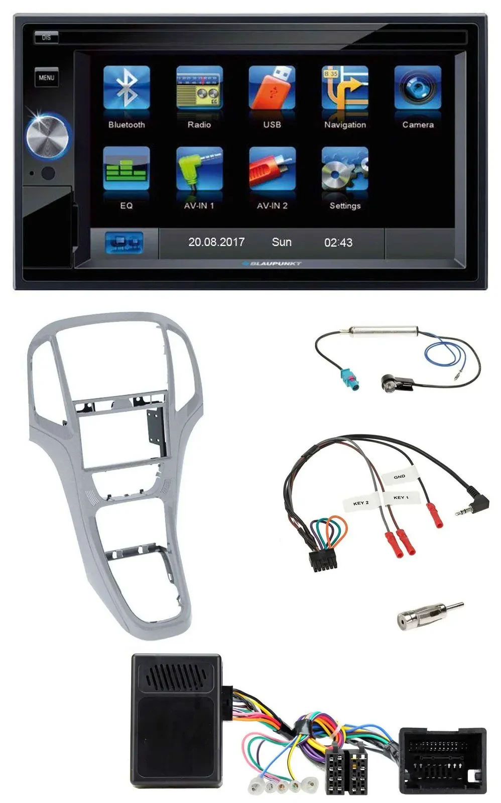 Blaupunkt 2DIN Bluetooth TMC USB Lenkrad SD Navigation für Opel Astra J ab 09 Pl