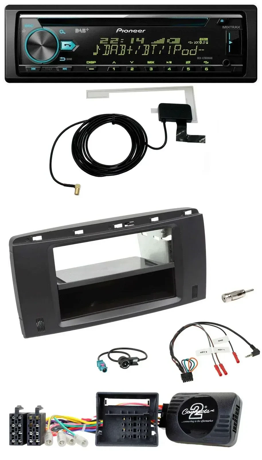 Автомагнитола Pioneer CD/USB/DAB, совместима с кнопками на руле, для Mercedes R-Class W251 (2006–2012)