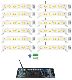 12 Rockville BEST STRIP 60 White Rechargeable Light Bars+Wireless DMX Controller