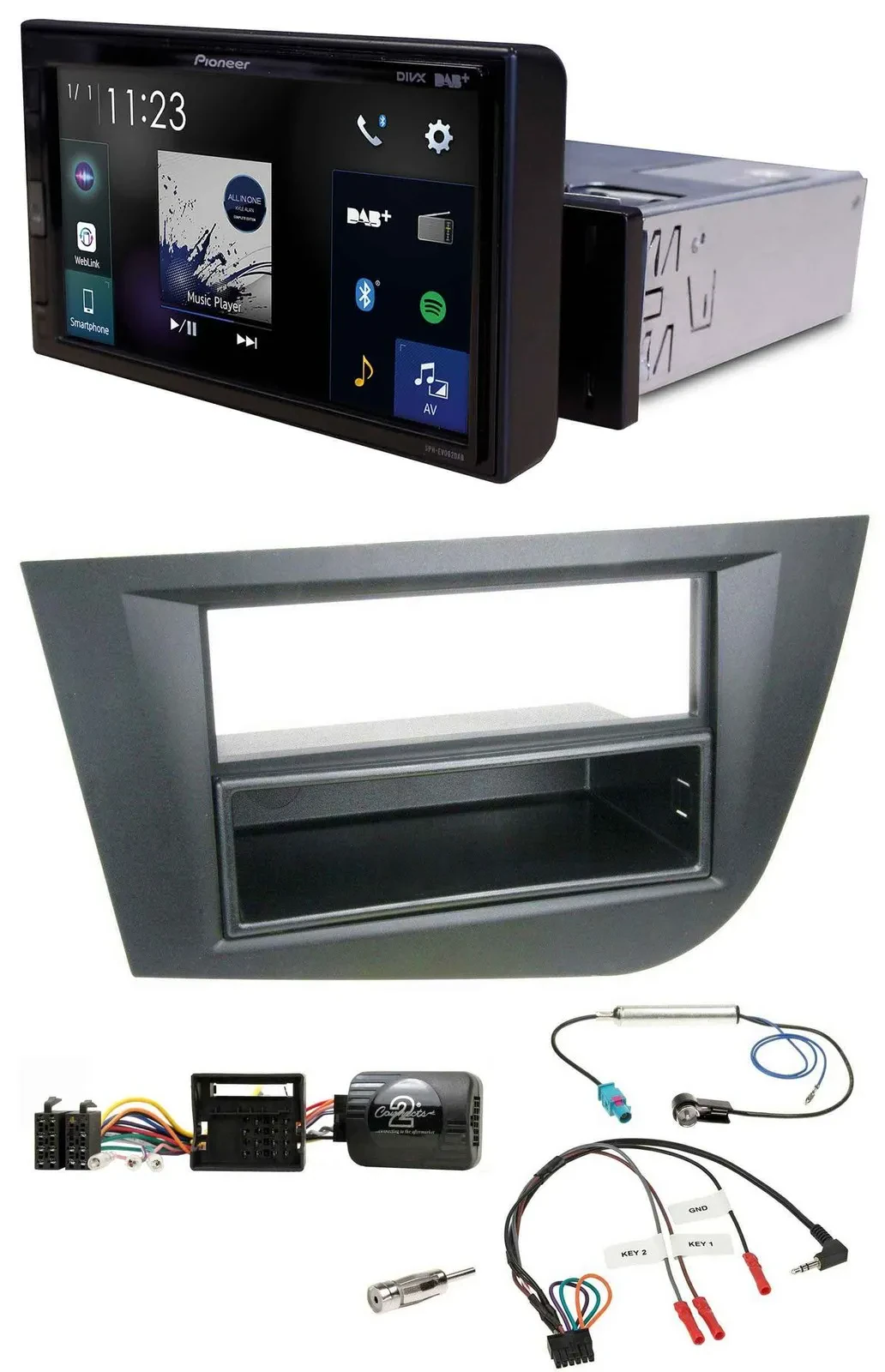 Автомагнитола Pioneer DAB, Bluetooth, USB для Seat Leon 2005–2010, черный