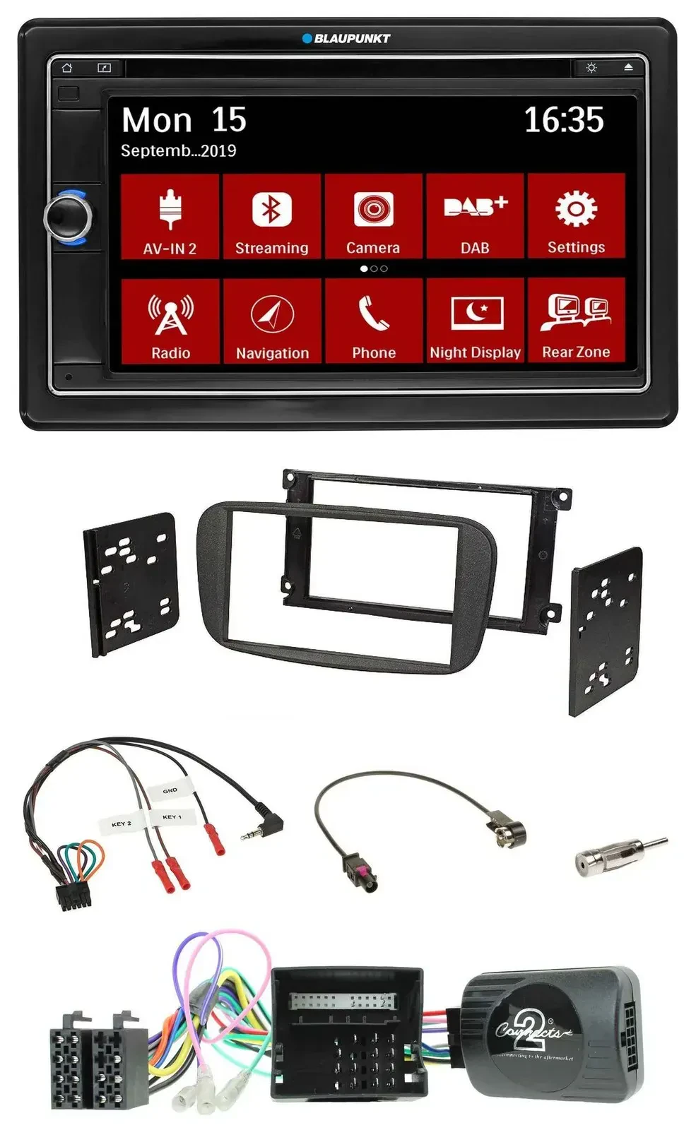 Blaupunkt Lenkrad DAB TMC 2DIN USB Bluetooth Navigation für Ford Focus C-Max Gal