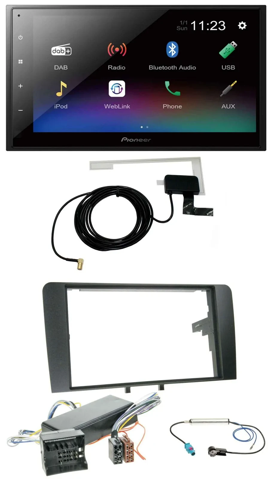 Pioneer DAB MP3 Bluetooth 2DIN USB Autoradio für Audi A3 8P 06-12 Bose Aktivsyst