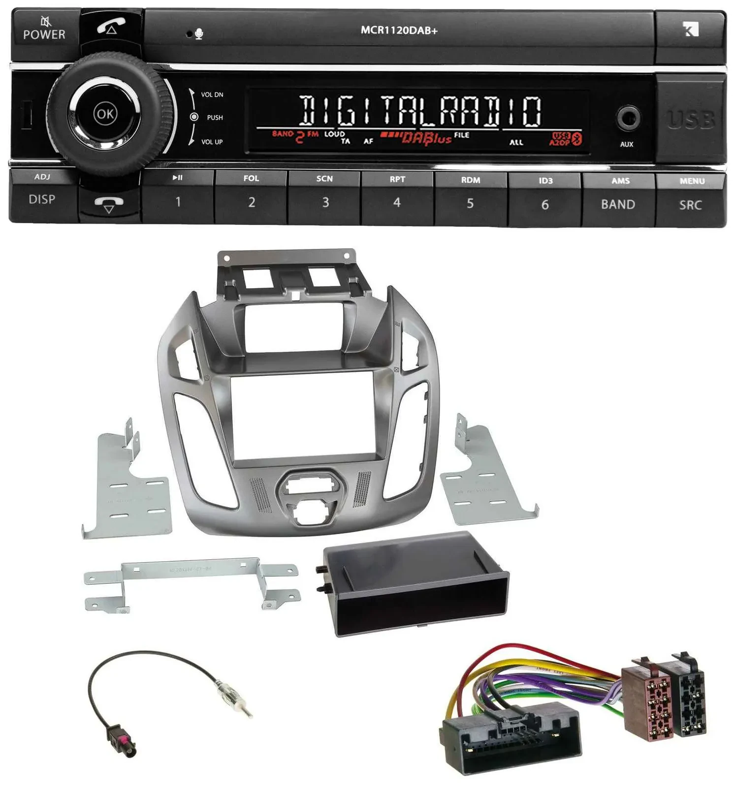 Автомагнитола Kienzle Bluetooth MP3 USB DAB для Ford Transit Connect с дисплеем